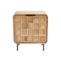 Modern Wooden Nightstand with Textured Grid Design and Minimalist Metal Legs