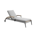 Modern Adjustable Outdoor Chaise Lounge with Grey Cushions and Wooden Accent